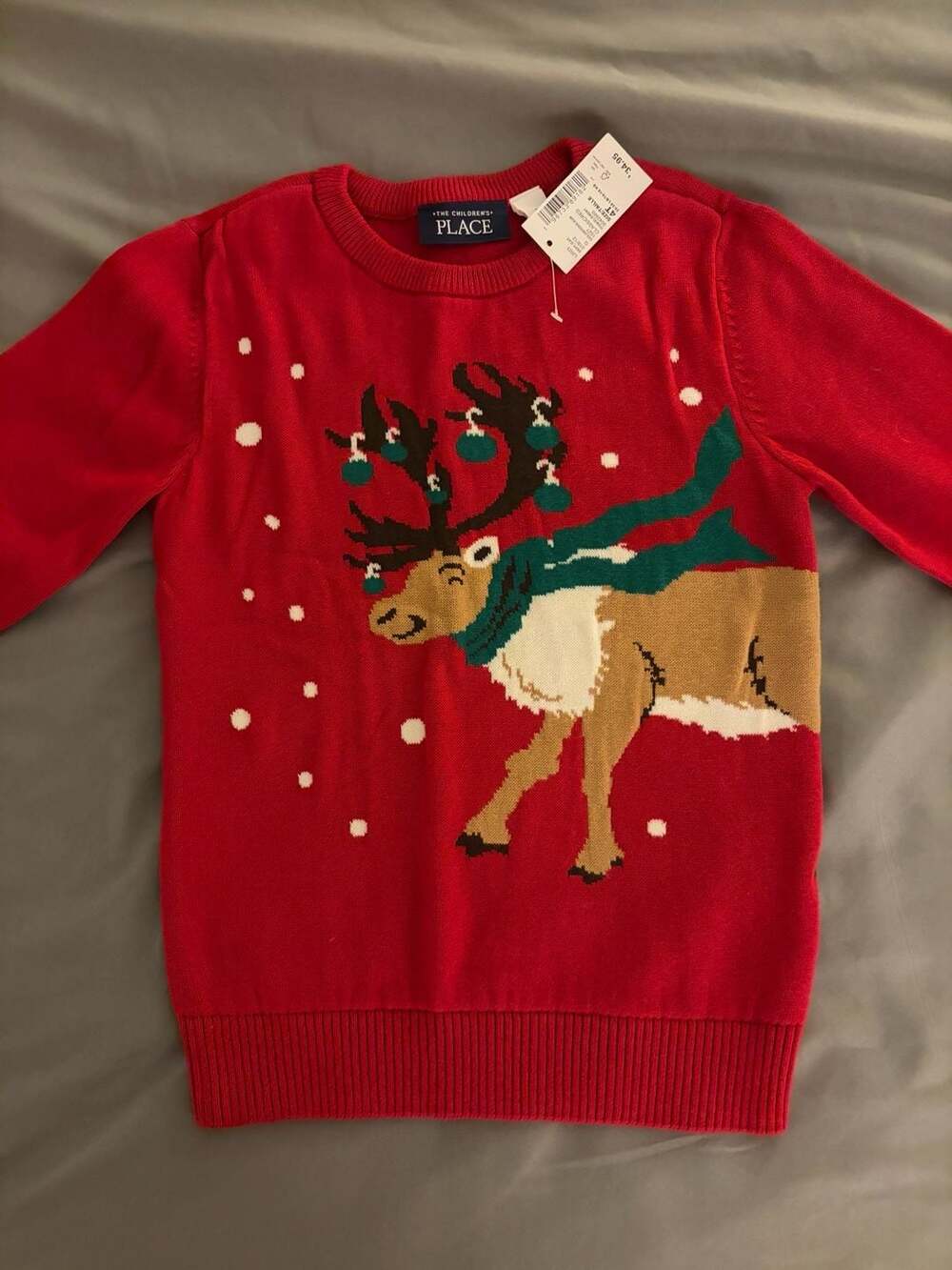 The Children's Place Reindeer Sweater Size 4T Red Christmas